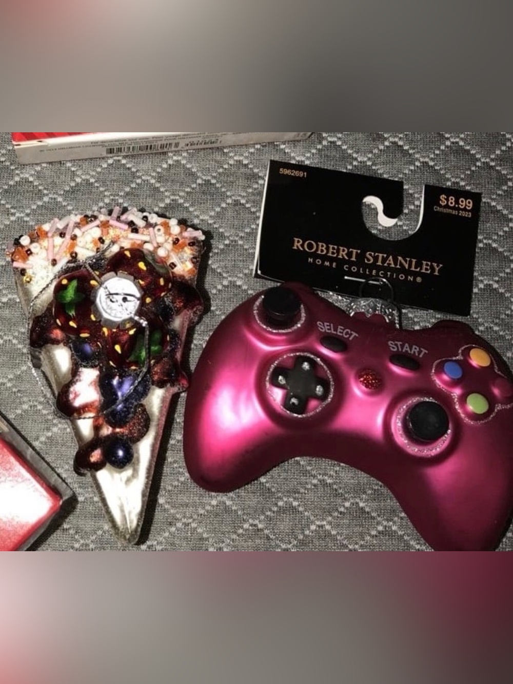 Robert Stanley Pink Metallic Game Controller & Cake Ornament